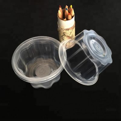 رخيصة الايكولوجية-- ودية 10oz كوب واضح من البلاستيك PET لآيس كريم مع غطاء المزود